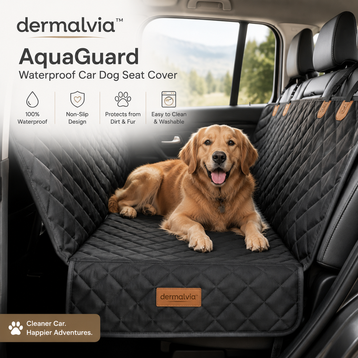 dermalvia™ AquaGuard Waterproof Car Dog Seat Cover