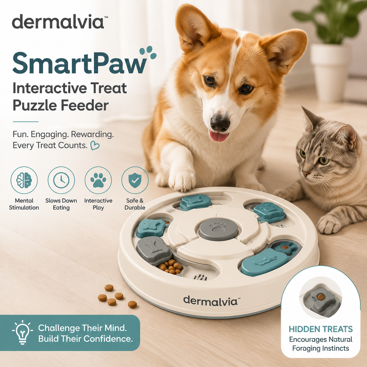 dermalvia™ SmartPaw Interactive Treat Puzzle Feeder